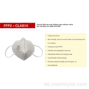 5-lagige atmungsaktive Anti-Staub-KN95-Maske mit bequemen elastischen Ohrschlaufen